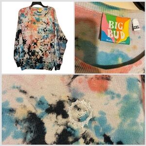 Big Bud Press Sweatshirt - rainbow waters magic tie dye black 2XL Sweater USA LA